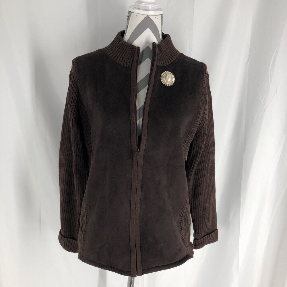 Liz Claiborne Women's Activewear Full Zip Sweater Size XL Brown